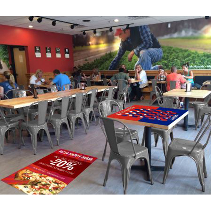 restaurant with floor graphic